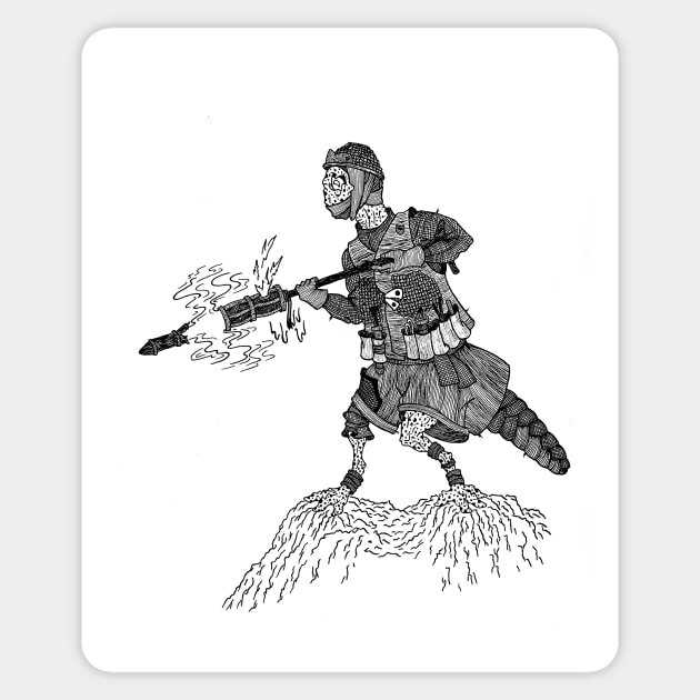 Rocket launcher operator of the Swamp Army Sticker by Harinedzumi